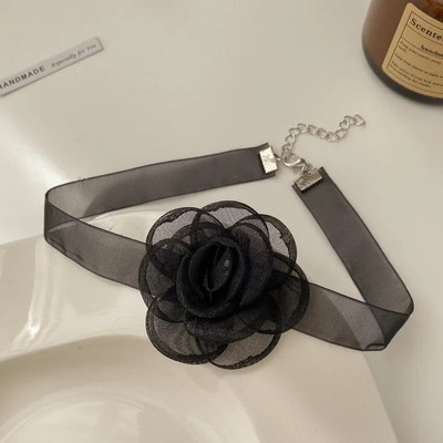 Goth Black Mežģīņu Zieds Līdz Kakla Ķēdes Mežģīņu Kaklarota Sieviešu Modes Kakla rotaslietas Ballīte Dāvanu Kaklarota Ar Ziedu