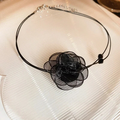 Goth Black Mežģīņu Zieds Līdz Kakla Ķēdes Mežģīņu Kaklarota Sieviešu Modes Kakla rotaslietas Ballīte Dāvanu Kaklarota Ar Ziedu