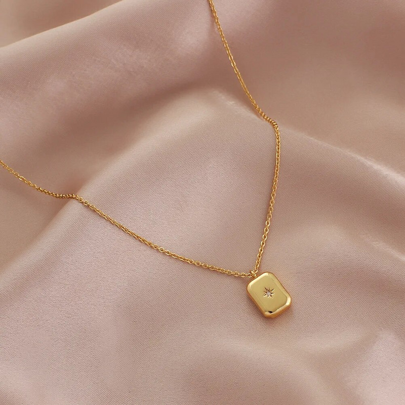 kiváló minőségű 316L divat rozsdamentes acél nagy deszka tégla Medál Arany színű Nyaklánc Túlzott punk stílusú Ékszer ajándék