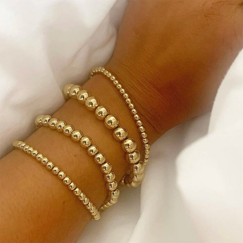 Boho apzeltītas krelles rokassprādzes sievietēm Charm Crystal Link Chain Statement Rokassprādzes Rokassprādzes Roku darbs Elastīgas Roku Rotaslietas