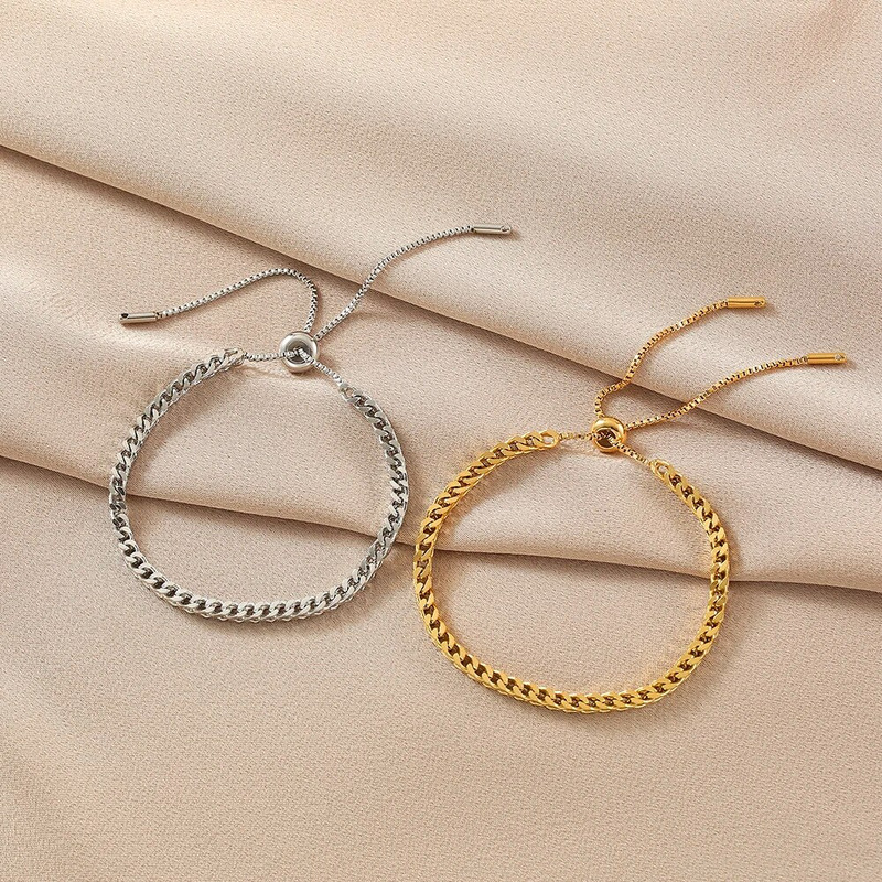 kõrge kvaliteediga mood roostevabast terasest keti käevõrud naistele tüdrukutele meestele kullavärvi Hiphop/rock reguleeritavad käevõrud ehted