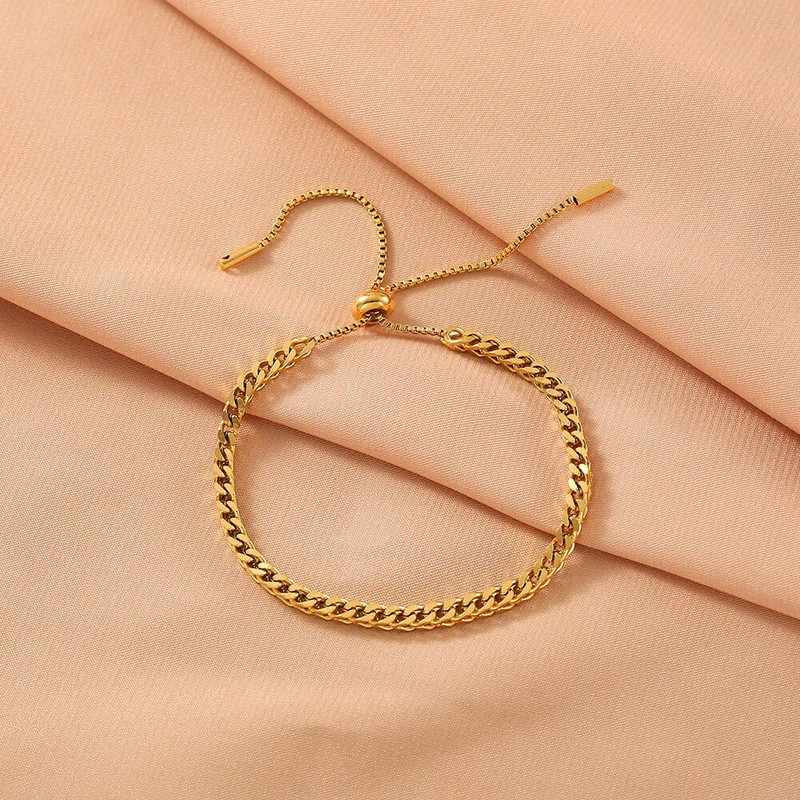 kõrge kvaliteediga mood roostevabast terasest keti käevõrud naistele tüdrukutele meestele kullavärvi Hiphop/rock reguleeritavad käevõrud ehted