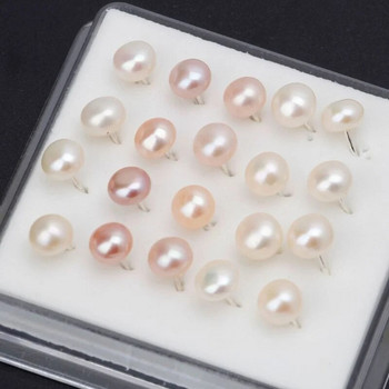 10 чифта бели, розови, черни обеци с естествена прясна вода и перли за жени, 6 мм кръгли перлени обеци с неправилна форма