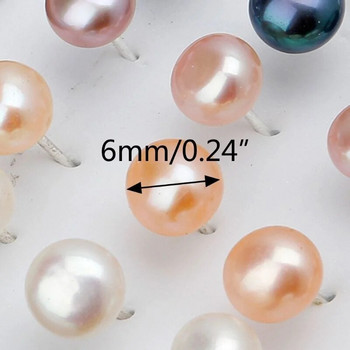 10 чифта бели, розови, черни обеци с естествена прясна вода и перли за жени, 6 мм кръгли перлени обеци с неправилна форма