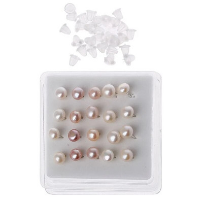 10 pāri balti rozā melnā krāsā dabīgi saldūdens pērļu auskari sievietēm 6 mm apaļi neregulāras formas pērļu auskari