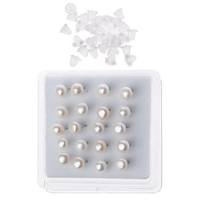 10 pāri balti rozā melnā krāsā dabīgi saldūdens pērļu auskari sievietēm 6 mm apaļi neregulāras formas pērļu auskari