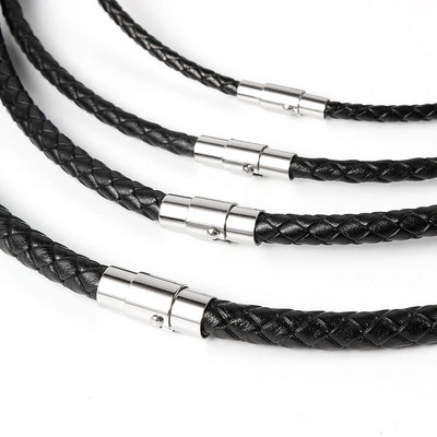 Izpārdošana vīriešiem Sieviešu 3mm 4mm 5mm 6mm Pītas īstas ādas kaklarotas nerūsējošā tērauda magnētiskās sprādzes daudzslāņu rokassprādzes