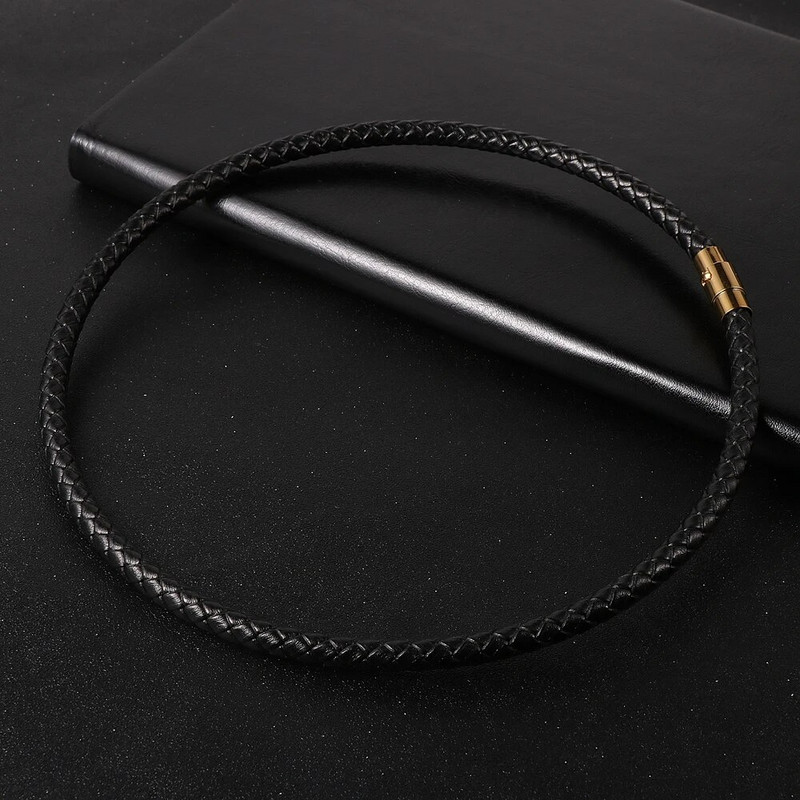 Izpārdošana vīriešiem Sieviešu 3mm 4mm 5mm 6mm Pītas īstas ādas kaklarotas nerūsējošā tērauda magnētiskās sprādzes daudzslāņu rokassprādzes