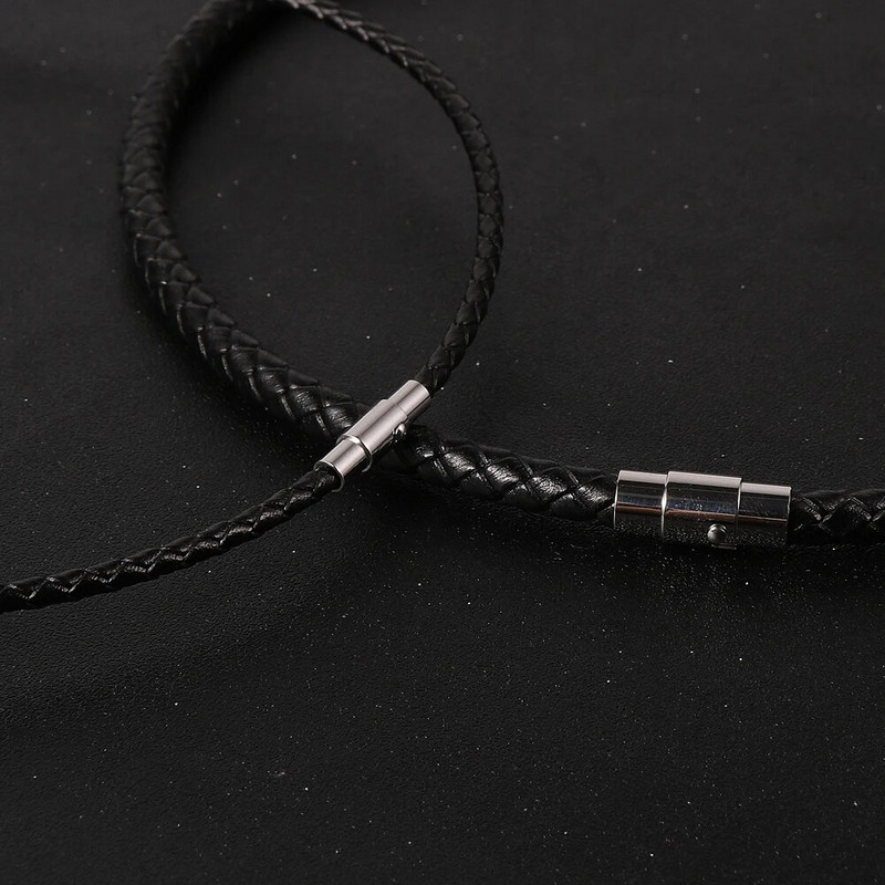 Izpārdošana vīriešiem Sieviešu 3mm 4mm 5mm 6mm Pītas īstas ādas kaklarotas nerūsējošā tērauda magnētiskās sprādzes daudzslāņu rokassprādzes