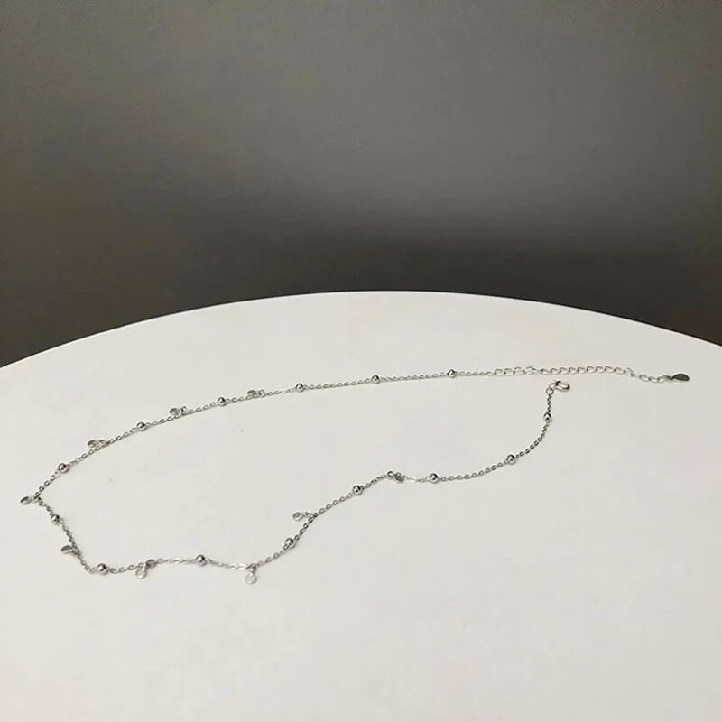 Hot Sale Ασημένιο κολιέ 925 Πολλαπλών σφαιρών Αλυσίδα με χάντρες Γυαλιστερή στρογγυλή αλυσίδα με κλείδα Γυναικεία κολιέ για πάρτι Κοσμήματα NK042