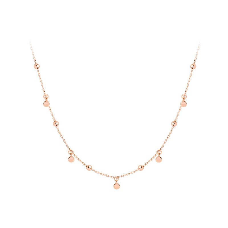 Hot Sale Ασημένιο κολιέ 925 Πολλαπλών σφαιρών Αλυσίδα με χάντρες Γυαλιστερή στρογγυλή αλυσίδα με κλείδα Γυναικεία κολιέ για πάρτι Κοσμήματα NK042