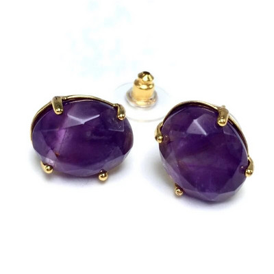 Οβάλ Σκουλαρίκια Καρφωτά Ασημί Χρώμα Φυσική Πέτρα με πολύπλευρη Ροζ Χαλαζία Κρύσταλλο Tiger Eye lapis lazuli Θεραπευτικό κόσμημα Γυναικείο