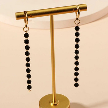 Νέα καυτή πώληση σκουλαρίκια με μπίλια από τιτάνιο ατσάλι, μακριά μαύρη κουκκίδα με φούντα (αλυσίδα 6cm)