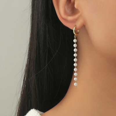 Jauni karsti izpārdošanas titāna tērauda lodīšu ķēdes auskari gari, melni punktveida pušķu auskari (ķēde 6cm)