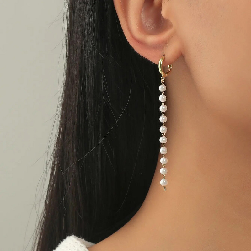 Jauni karsti izpārdošanas titāna tērauda lodīšu ķēdes auskari gari, melni punktveida pušķu auskari (ķēde 6cm)