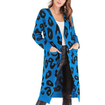 Sieviešu retro leoparda apdrukas jaciņa, eleganta Harajuku adīšana džemperis jakas Rudens ziemas liela izmēra mētelis, 2023. gada trikotāža