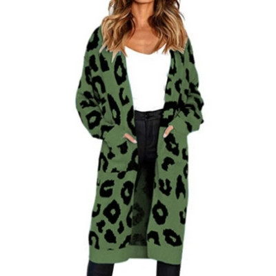 Sieviešu retro leoparda apdrukas jaciņa, eleganta Harajuku adīšana džemperis jakas Rudens ziemas liela izmēra mētelis, 2023. gada trikotāža