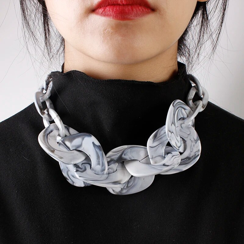 2023 nova ženska ogrlica s velikim zdepastim lancem punk hip-hop stil ogrlica od akrilne smole nakit veleprodaja nakita