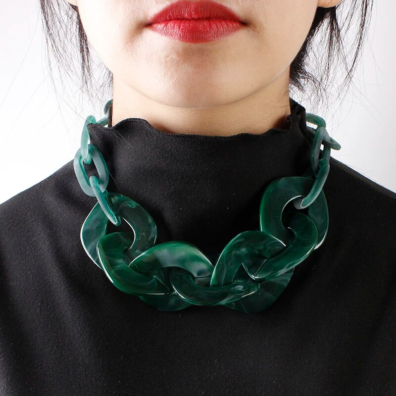 2023 nova ženska ogrlica s velikim zdepastim lancem punk hip-hop stil ogrlica od akrilne smole nakit veleprodaja nakita