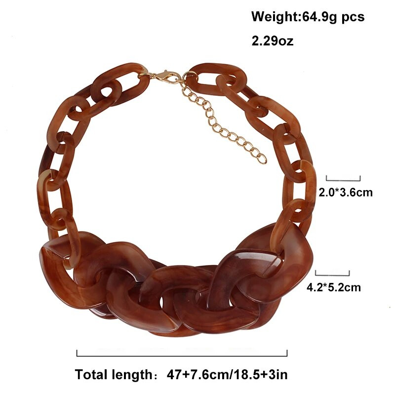 2023 nova ženska ogrlica s velikim zdepastim lancem punk hip-hop stil ogrlica od akrilne smole nakit veleprodaja nakita