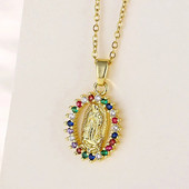 Modes vintage Jaunavas Marijas kaklarota vīriešiem Sieviešu laimīgā Jaunavas Marijas ovāls, vienkāršs atslēgas kaula kulons, reliģiska dāvana