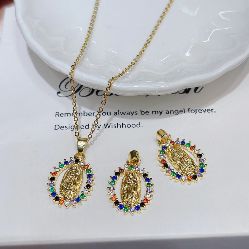 Modes vintage Jaunavas Marijas kaklarota vīriešiem Sieviešu laimīgā Jaunavas Marijas ovāls, vienkāršs atslēgas kaula kulons, reliģiska dāvana