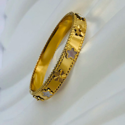 Karštas išpardavimas mados aukso spalvos nerūdijančio plieno gėlių apyrankės ir apyrankės moterims Pulseira Love Mielos apyrankės papuošalai vakarėliui