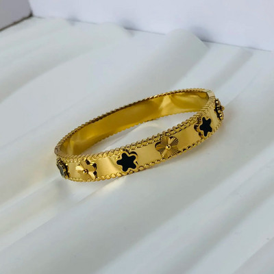 Karštas išpardavimas mados aukso spalvos nerūdijančio plieno gėlių apyrankės ir apyrankės moterims Pulseira Love Mielos apyrankės papuošalai vakarėliui