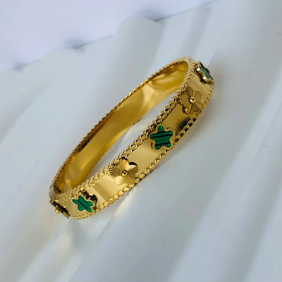 Karštas išpardavimas mados aukso spalvos nerūdijančio plieno gėlių apyrankės ir apyrankės moterims Pulseira Love Mielos apyrankės papuošalai vakarėliui