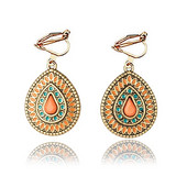 JIOFREE vintage klips uz auskariem sievietēm Etnisko sveķu daudzkrāsains pilienu eļļa Large Bohemia bez caurdurtiem auskari paziņojums rotaslietas