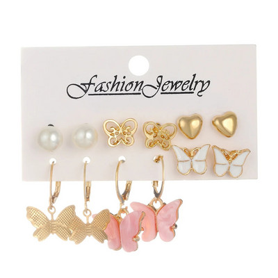 6 részes készlet gyanta arany színű fém karika fülbevaló szett női lányoknak színes gyanta karika fülbevaló trend divat ékszer új ajándék