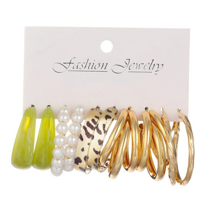 6 részes készlet gyanta arany színű fém karika fülbevaló szett női lányoknak színes gyanta karika fülbevaló trend divat ékszer új ajándék