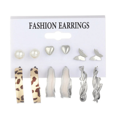 6 részes készlet gyanta arany színű fém karika fülbevaló szett női lányoknak színes gyanta karika fülbevaló trend divat ékszer új ajándék