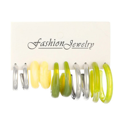 6 részes készlet gyanta arany színű fém karika fülbevaló szett női lányoknak színes gyanta karika fülbevaló trend divat ékszer új ajándék