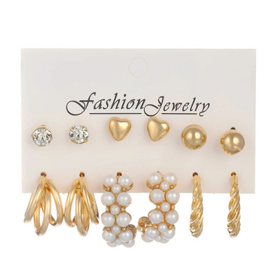 6 részes készlet gyanta arany színű fém karika fülbevaló szett női lányoknak színes gyanta karika fülbevaló trend divat ékszer új ajándék