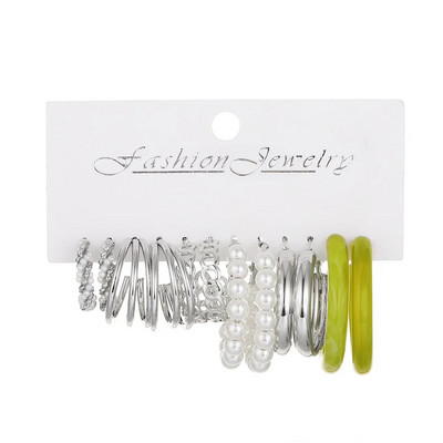 6 részes készlet gyanta arany színű fém karika fülbevaló szett női lányoknak színes gyanta karika fülbevaló trend divat ékszer új ajándék