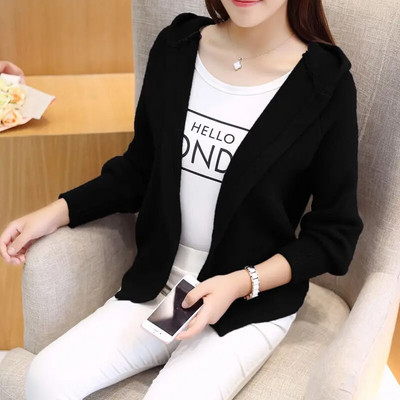 Biezi vienkrāsaini ikdienas džemperi Korejiešu brīvi rudens ziemas sieviešu apģērbi 2022 Ērts, vienkāršs ar kapuci elastīgs, elegants