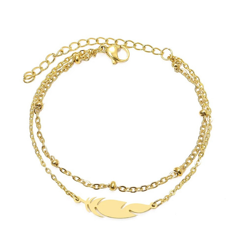 Rozsdamentes acél karkötők Többrétegű gyöngylánc toll medál Divat Esztétikai Báj karkötő Női Ékszerek Nyári Ajándékok