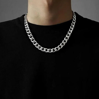 Stainless Steel Chain Necklace Long Hip Hop for Women Men on The Neck Fashion Jewelry Accessories Choker Valentine`s Day