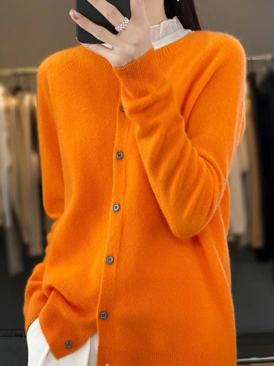 Aliselect 2023 Fashion Sieviešu 100% Merino vilnas džemperis ar O veida kakla izgriezumu ar garām piedurknēm pavasara rudens jakas Apģērbi Trikotāžas Topi