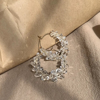 Луксозни дизайнерски модерни неправилни кристални кръгли обеци с халки за жени Сватбени парти Изявление Бижута Подарък pendientes mujer