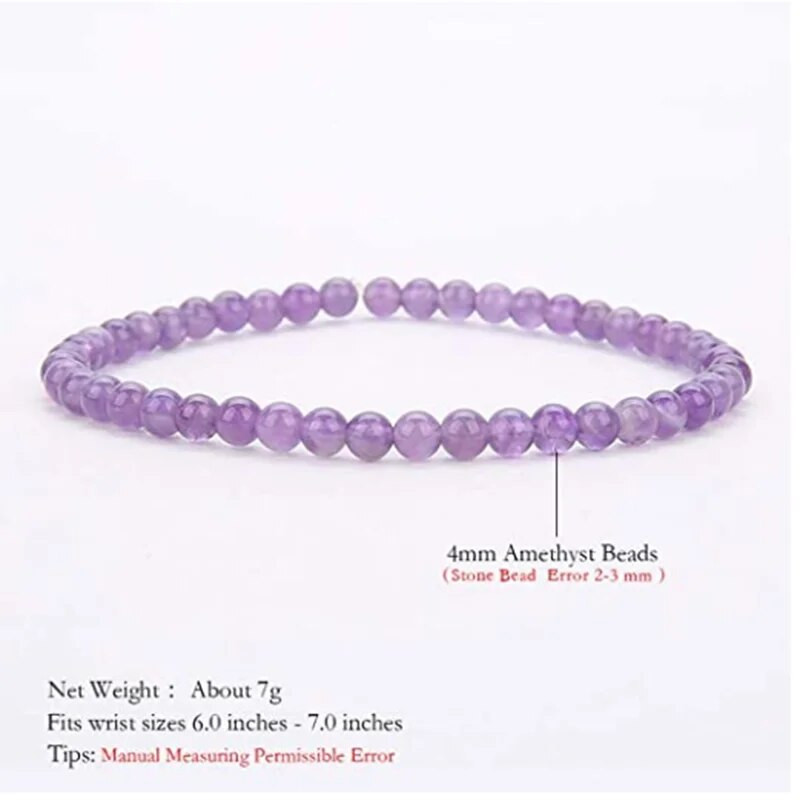 4 MM Mini Ametista Pērlītes Rokassprādze Enerģijas Rokassprādzes Sīkas Rokassprādzes Dabīgā akmens Statement Rokassprādze Šarms Pērlītēm Pāru Rokassprādzes