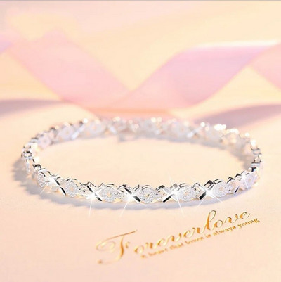 Korejiešu modes spīdīga krusta rokassprādze sievietēm, vienkāršas personības radoša ķēdes rokassprādze, dizainera rotaslietas Pulseras Mujer