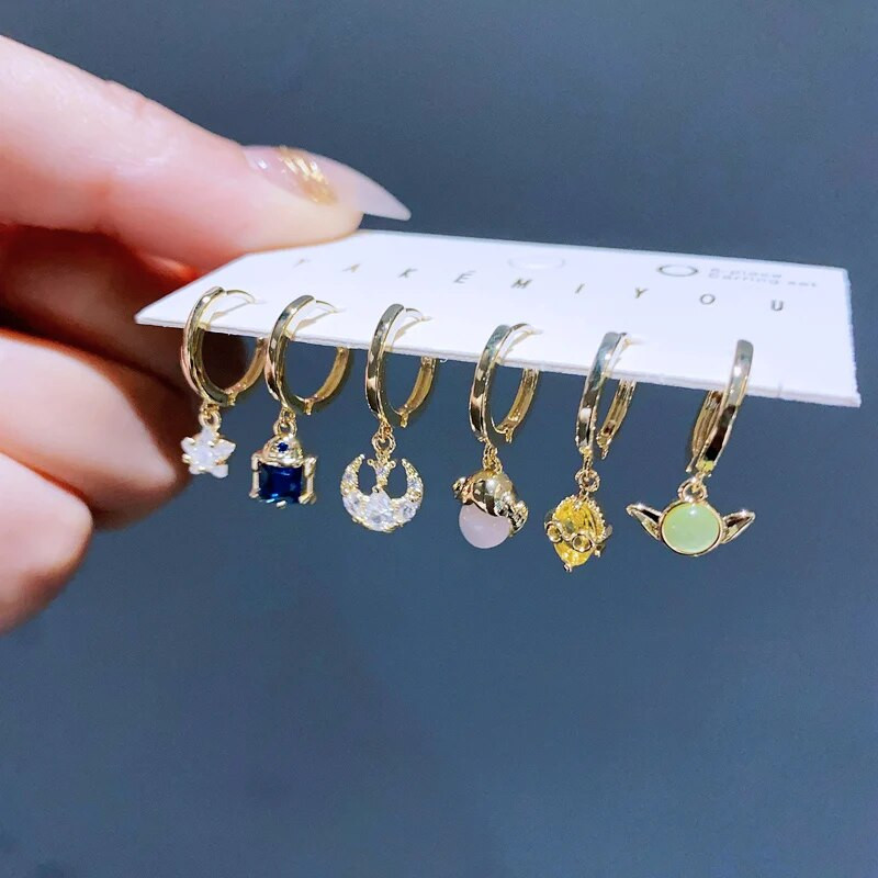 Trend Design CZ Stone Outer Space Wars Hoop Auskaru komplekts Zelta krāsā Cirkons Sieviešu meiteņu ballīšu rotaslietas