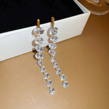 Μόδα Σκουλαρίκι στρας Μακριά σκουλαρίκια με κρύσταλλο με φούντα για γυναίκες Κρεμαστό κοσμήματα γάμου για κορίτσια Δώρα