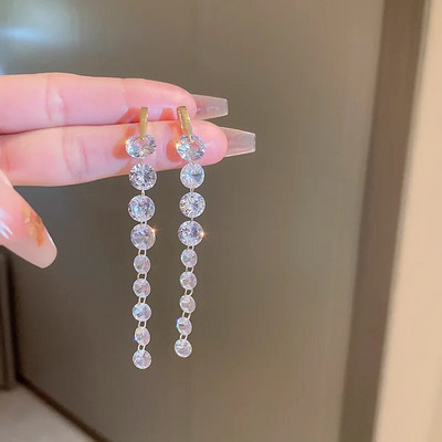 Modes Rhinestone Auskari Gari pušķi Crystal Drop Auskari Sievietēm Kāzu Kāzu Rotaslietas Meiteņu ballītes Kulonu Dāvanas