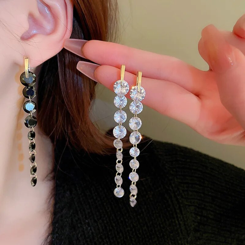 Modes Rhinestone Auskari Gari pušķi Crystal Drop Auskari Sievietēm Kāzu Kāzu Rotaslietas Meiteņu ballītes Kulonu Dāvanas