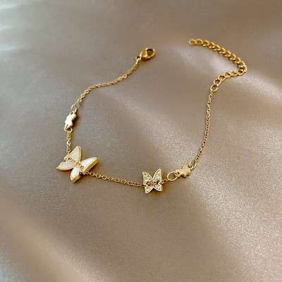 Κορεάτικο γεωμετρικό βραχιόλι ζιργκόν για γυναίκες μόδας κύκλος πεταλούδα γούρι από τιτάνιο ατσάλινο βραχιόλι κοριτσάκι Κομψό κόσμημα για πάρτι