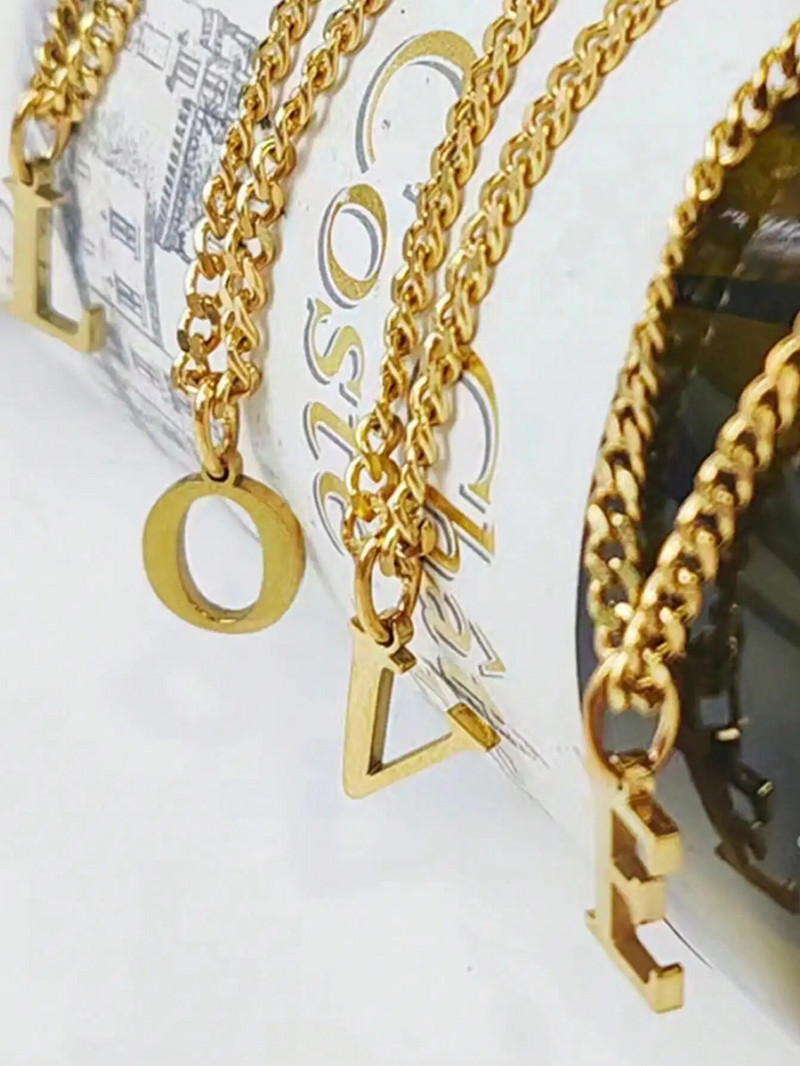 1 бр. Първоначално колие от неръждаема стомана Направи си сам Колие с висулка с букви Име Персонализиран подарък AZ за жени