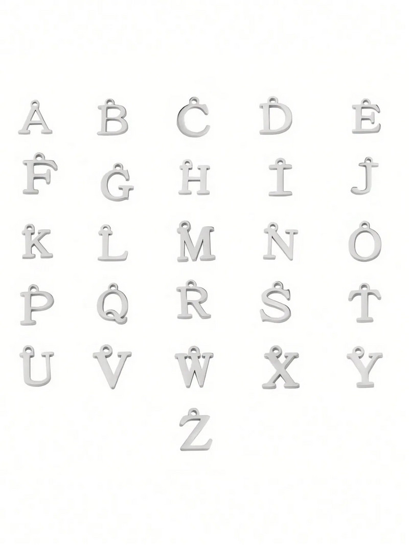 1 бр. Първоначално колие от неръждаема стомана Направи си сам Колие с висулка с букви Име Персонализиран подарък AZ за жени